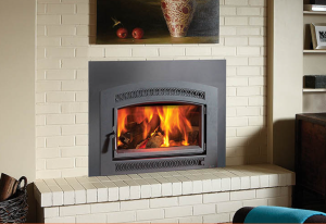 white brick fireplace