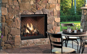 outdoor stone fireplace